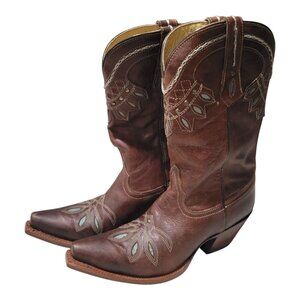 Tony Lama Women's Chocolate Rancho Snip Toe Western Boots, sz 8